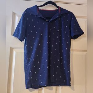 Newboat blue and white anchor polo t shirt L